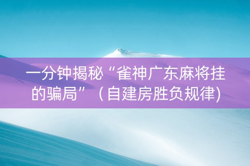 一分钟揭秘“雀神广东麻将挂的骗局”（自建房胜负规律)