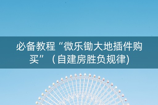 必备教程“微乐锄大地插件购买”（自建房胜负规律)