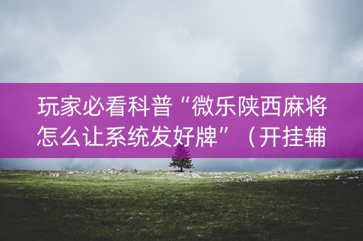 玩家必看科普“微乐陕西麻将怎么让系统发好牌”（开挂辅助器脚本)