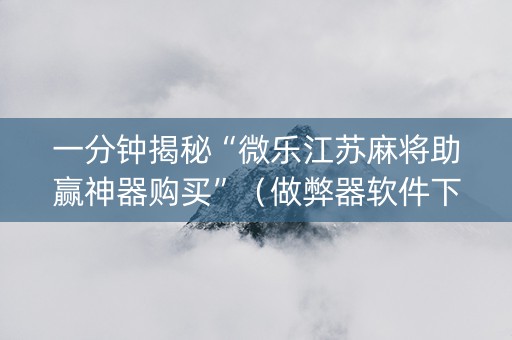 一分钟揭秘“微乐江苏麻将助赢神器购买”（做弊器软件下载)