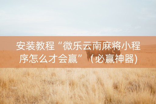 安装教程“微乐云南麻将小程序怎么才会赢”（必赢神器)