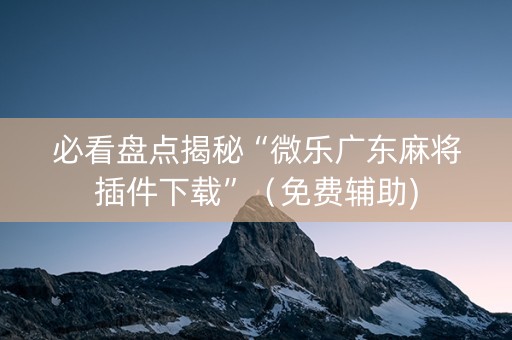必看盘点揭秘“微乐广东麻将插件下载”（免费辅助)