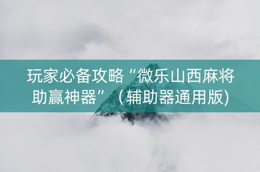 玩家必备攻略“微乐山西麻将助赢神器”（辅助器通用版)