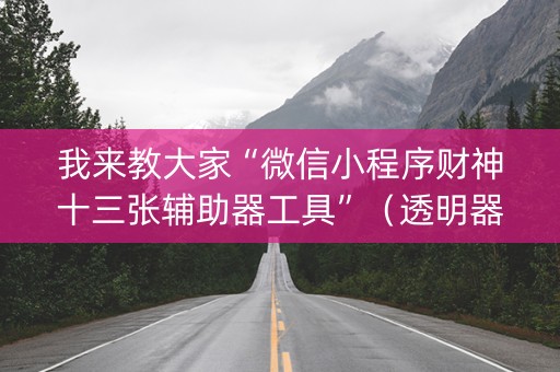 我来教大家“微信小程序财神十三张辅助器工具”（透明器教程)