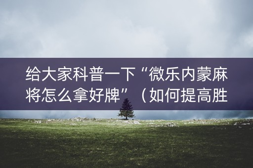 给大家科普一下“微乐内蒙麻将怎么拿好牌”（如何提高胜率)
