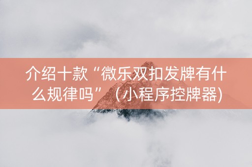 介绍十款“微乐双扣发牌有什么规律吗”（小程序控牌器)