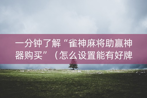 一分钟了解“雀神麻将助赢神器购买”（怎么设置能有好牌)