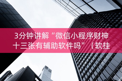 3分钟讲解“微信小程序财神十三张有辅助软件吗”（软挂神器)