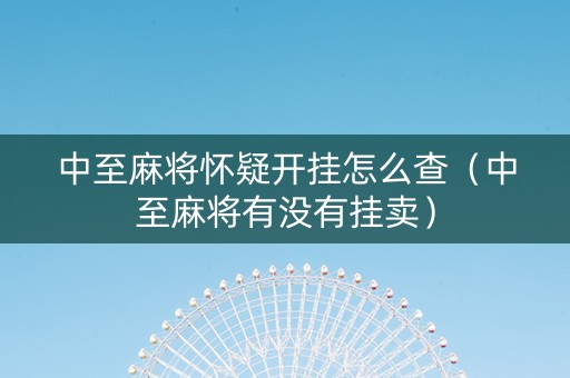 中至麻将怀疑开挂怎么查（中至麻将有没有挂卖）