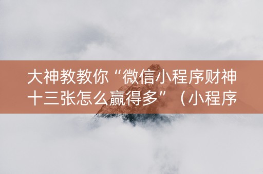 大神教教你“微信小程序财神十三张怎么赢得多”（小程序辅助软件)