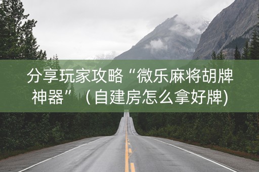 分享玩家攻略“微乐麻将胡牌神器”（自建房怎么拿好牌)