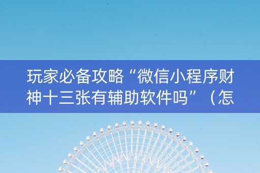 玩家必备攻略“微信小程序财神十三张有辅助软件吗”（怎么能让牌好一点)