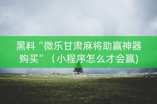 黑料“微乐甘肃麻将助赢神器购买”（小程序怎么才会赢)