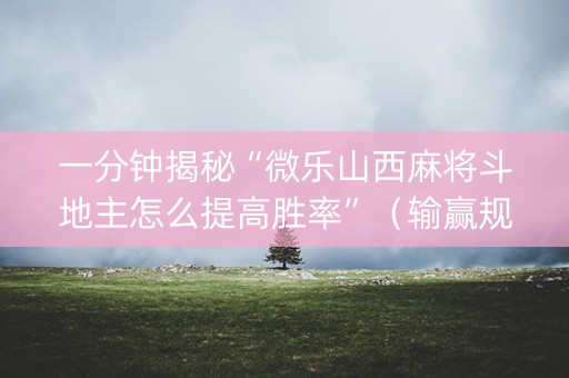 一分钟揭秘“微乐山西麻将斗地主怎么提高胜率”（输赢规律)