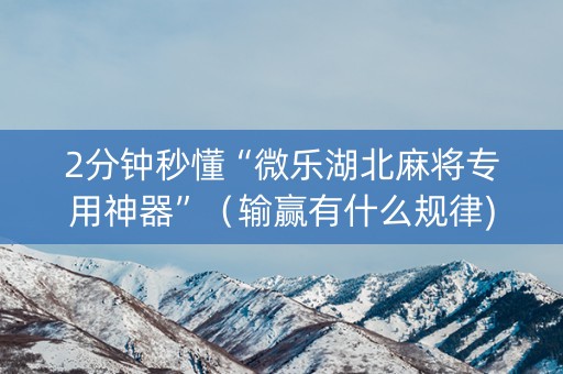 2分钟秒懂“微乐湖北麻将专用神器”（输赢有什么规律)
