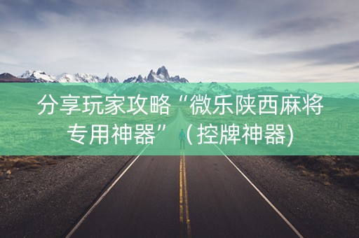 分享玩家攻略“微乐陕西麻将专用神器”（控牌神器)