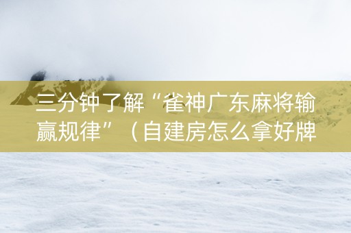 三分钟了解“雀神广东麻将输赢规律”（自建房怎么拿好牌)