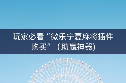 玩家必看“微乐宁夏麻将插件购买”（助赢神器)