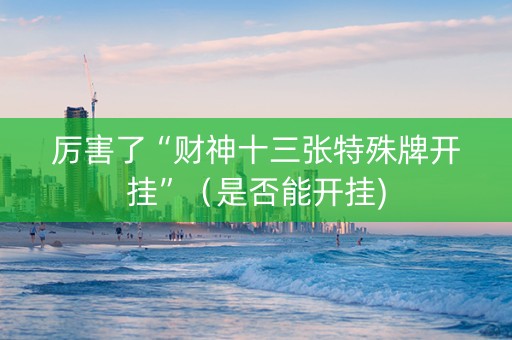 厉害了“财神十三张特殊牌开挂”（是否能开挂)