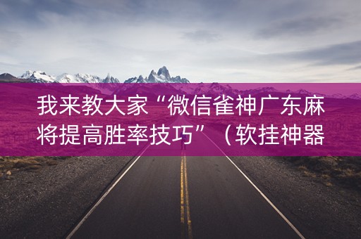 我来教大家“微信雀神广东麻将提高胜率技巧”（软挂神器)