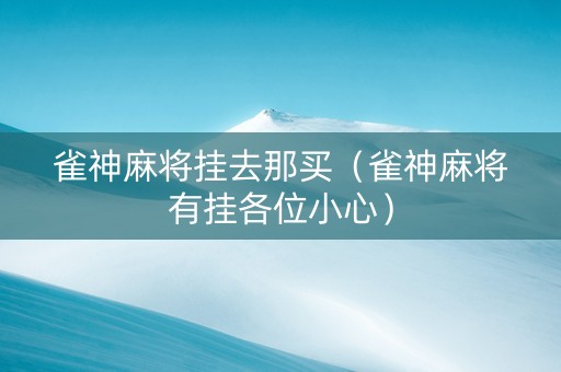 雀神麻将挂去那买（雀神麻将有挂各位小心）