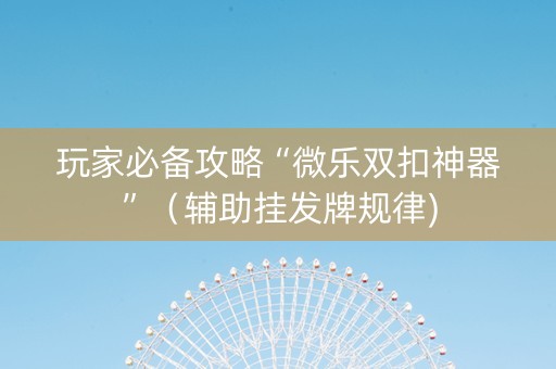 玩家必备攻略“微乐双扣神器”（辅助挂发牌规律)