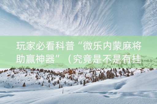 玩家必看科普“微乐内蒙麻将助赢神器”（究竟是不是有挂)