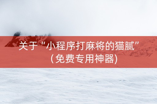 关于“小程序打麻将的猫腻”（免费专用神器)