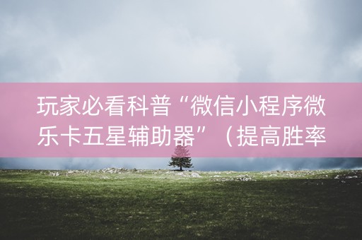 玩家必看科普“微信小程序微乐卡五星辅助器”（提高胜率技巧)