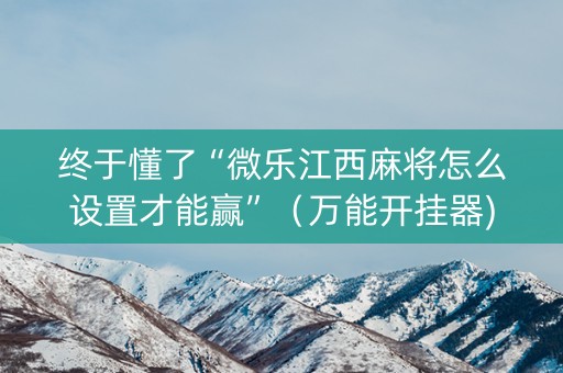 终于懂了“微乐江西麻将怎么设置才能赢”（万能开挂器)