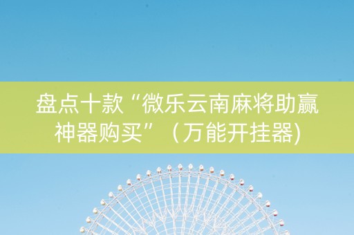 盘点十款“微乐云南麻将助赢神器购买”（万能开挂器)
