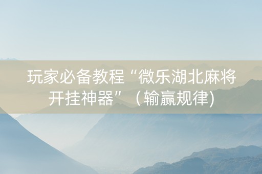 玩家必备教程“微乐湖北麻将开挂神器”（输赢规律)
