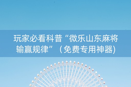 玩家必看科普“微乐山东麻将输赢规律”（免费专用神器)