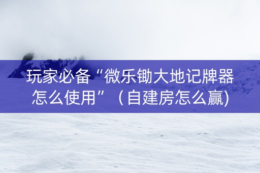 玩家必备“微乐锄大地记牌器怎么使用”（自建房怎么赢)
