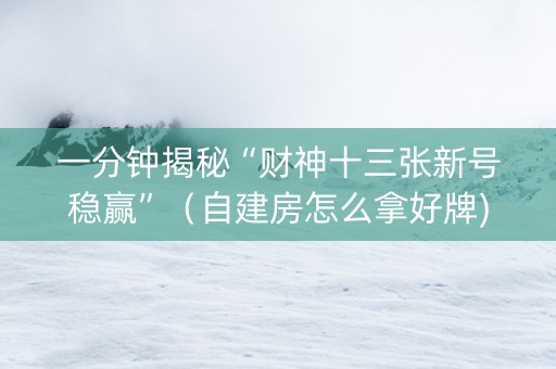 一分钟揭秘“财神十三张新号稳赢”（自建房怎么拿好牌)