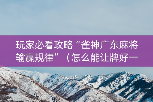 玩家必看攻略“雀神广东麻将输赢规律”（怎么能让牌好一点)