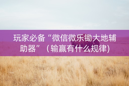 玩家必备“微信微乐锄大地辅助器”（输赢有什么规律)