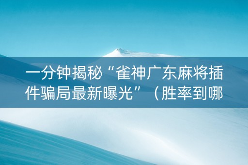 一分钟揭秘“雀神广东麻将插件骗局最新曝光”（胜率到哪调)