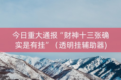 今日重大通报“财神十三张确实是有挂”（透明挂辅助器)