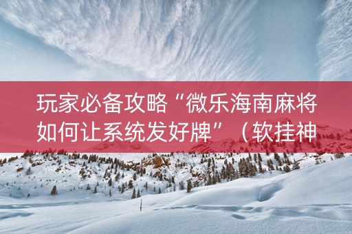 玩家必备攻略“微乐海南麻将如何让系统发好牌”（软挂神器)