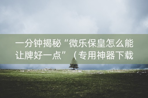 一分钟揭秘“微乐保皇怎么能让牌好一点”（专用神器下载)