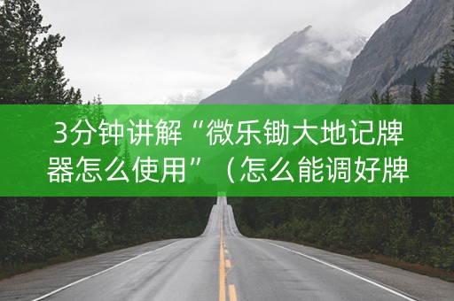 3分钟讲解“微乐锄大地记牌器怎么使用”（怎么能调好牌)