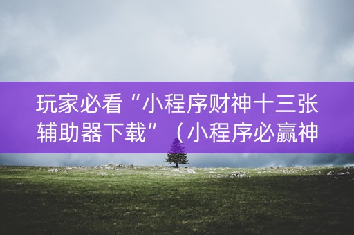 玩家必看“小程序财神十三张辅助器下载”（小程序必赢神器)