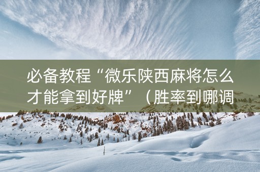 必备教程“微乐陕西麻将怎么才能拿到好牌”（胜率到哪调)