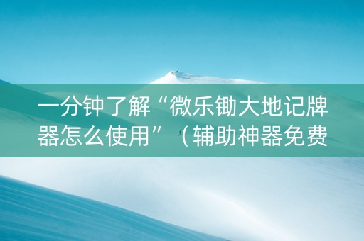 一分钟了解“微乐锄大地记牌器怎么使用”（辅助神器免费)