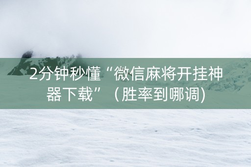 2分钟秒懂“微信麻将开挂神器下载”（胜率到哪调)