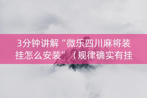 3分钟讲解“微乐四川麻将装挂怎么安装”（规律确实有挂)