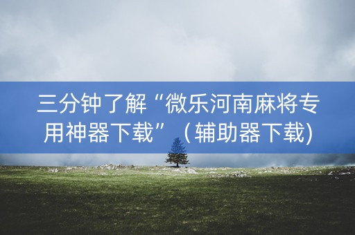 三分钟了解“微乐河南麻将专用神器下载”（辅助器下载)