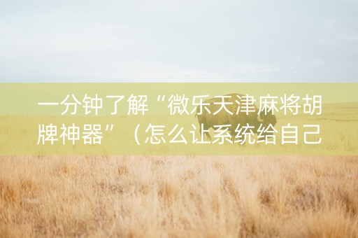 一分钟了解“微乐天津麻将胡牌神器”（怎么让系统给自己好牌)