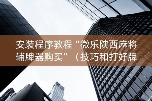 安装程序教程“微乐陕西麻将辅牌器购买”（技巧和打好牌方法)
